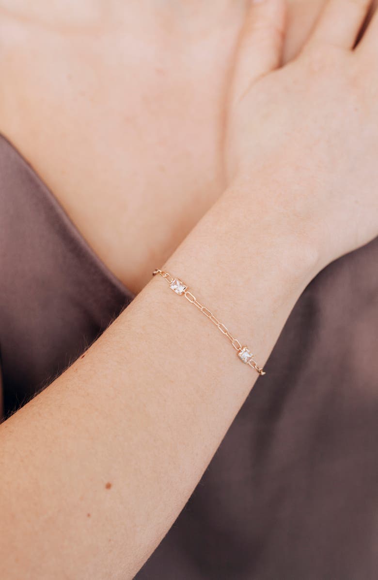 Anzie Melia Carre Baguette Chain Bracelet, Alternate, color, White Gold