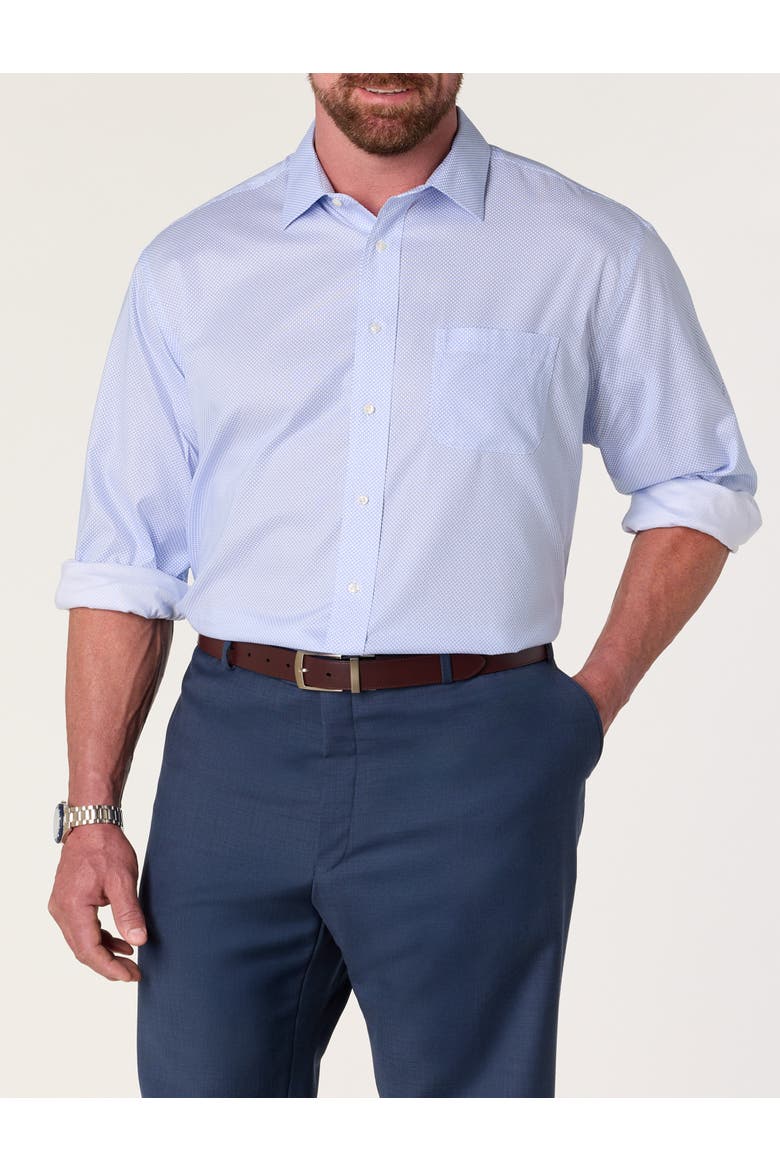 Big & Tall  Non-Iron Geometric Patterned Dress Shirt, Alternate, color, BLUE