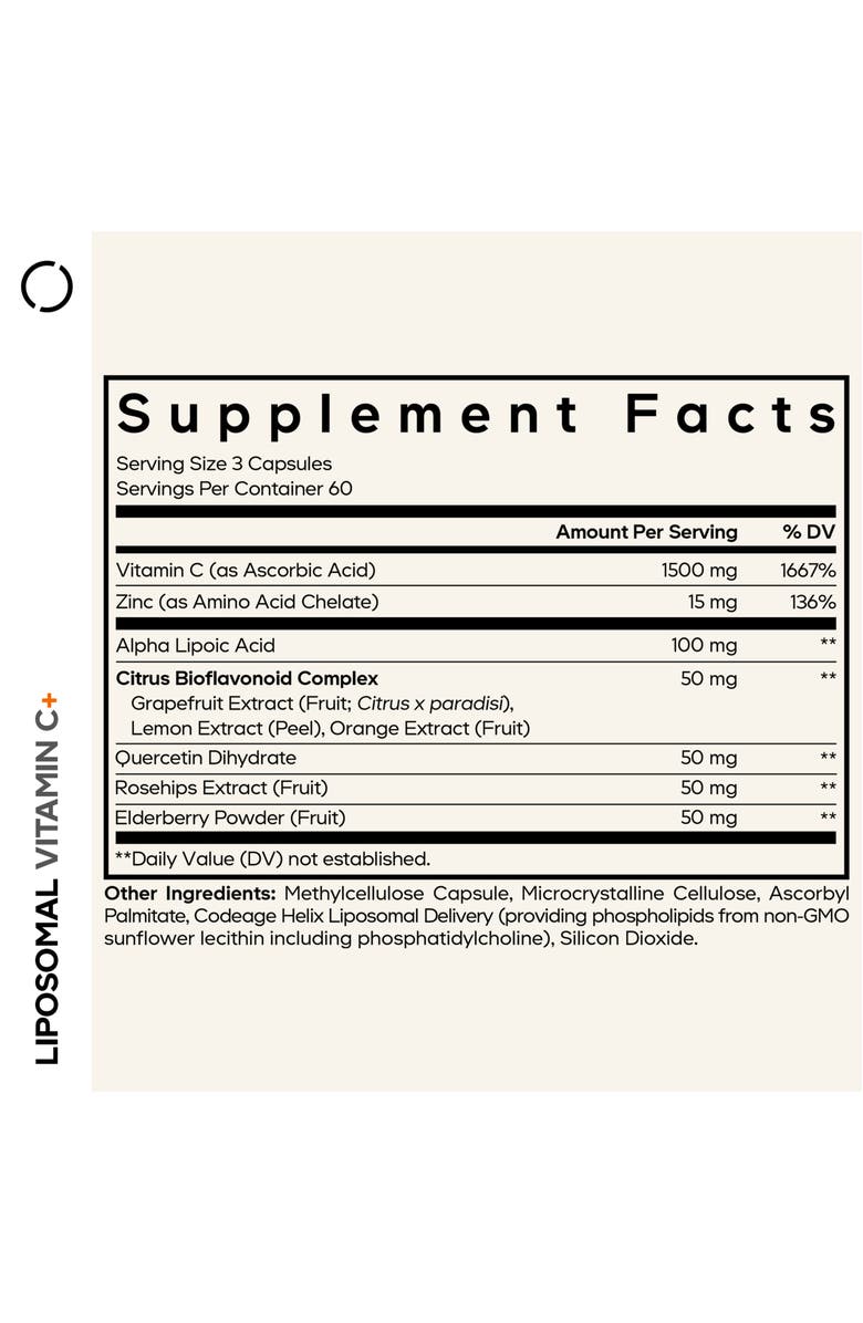Codeage Liposomal Vitamin C 1500mg + Zinc Supplement, Alternate, color, White