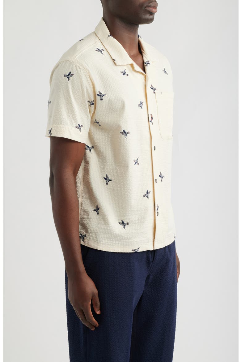 Mr. Lynch's Seersucker Camp Shirt, Alternate, color, NATURAL HUMMINGBIRD