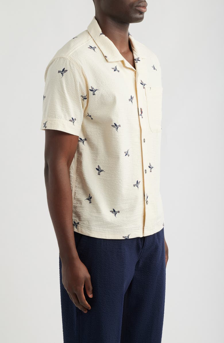 Imperfects Mr. Lynch's Seersucker Camp Shirt, Alternate, color, Natural Hummingbird