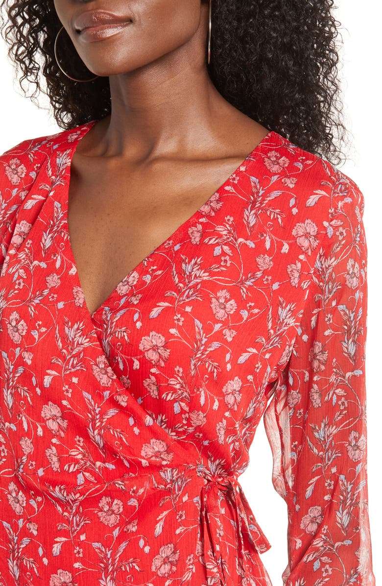All in Favor Floral Wrap Minidress, Alternate, color,