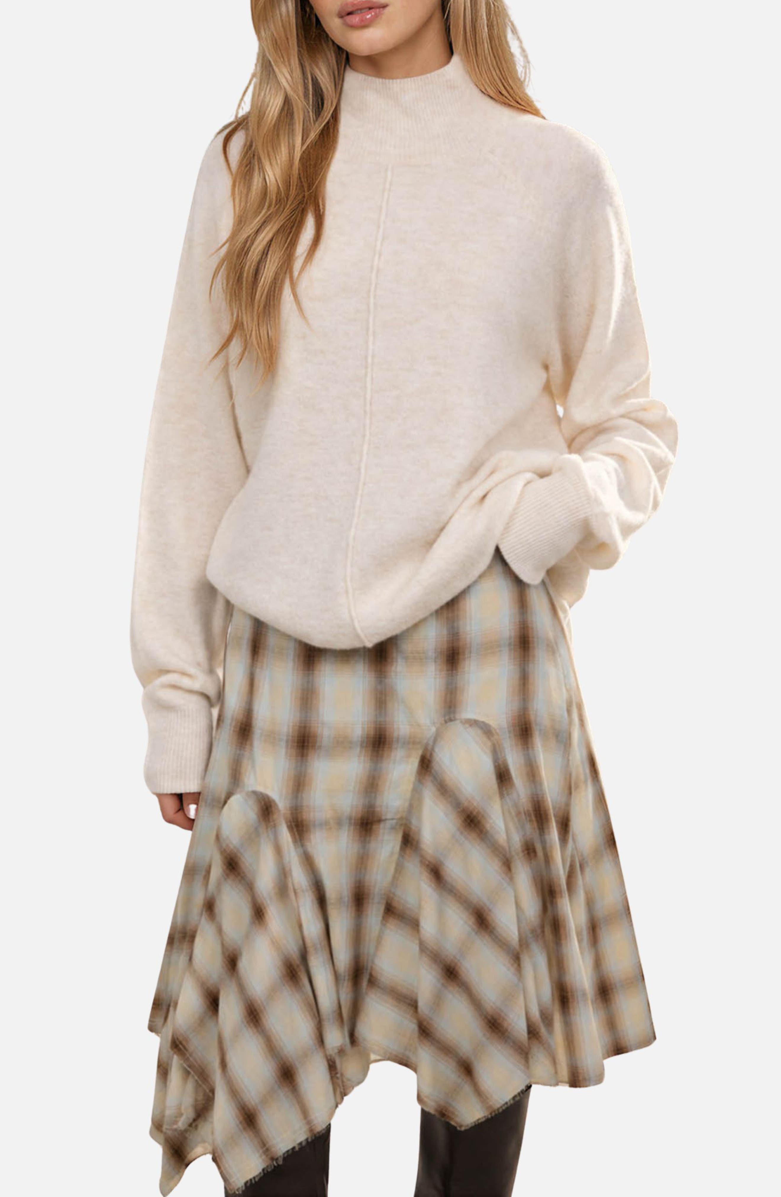 Center Seam Mock Neck Sweater