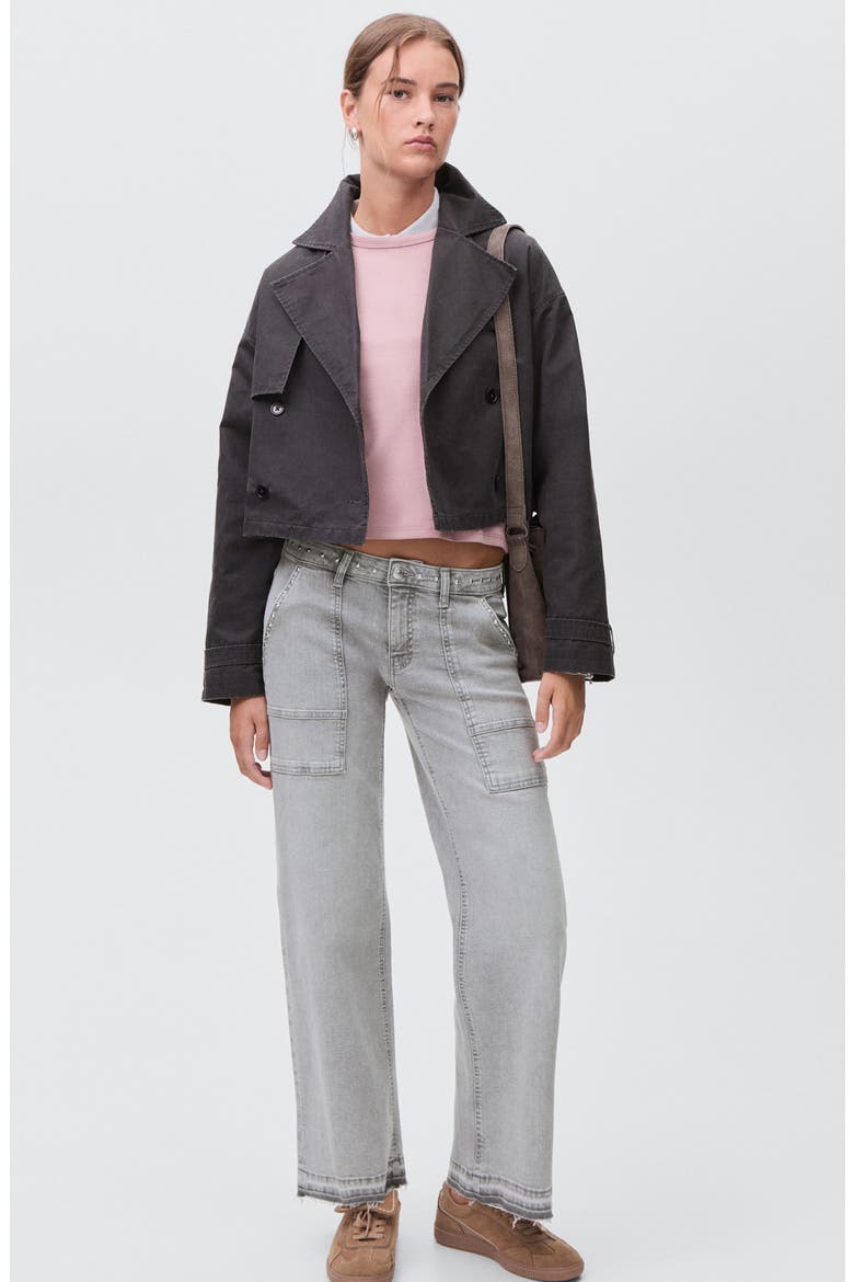 Studded Release Hem Culotte Wide Leg Jeans, Alternate, color, DENIM GREY