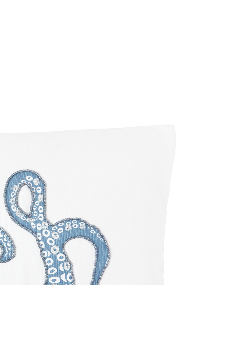 Octopus Tentacles "Beach" Beaded Decorative Accent Pillow, Alternate, color, Blue