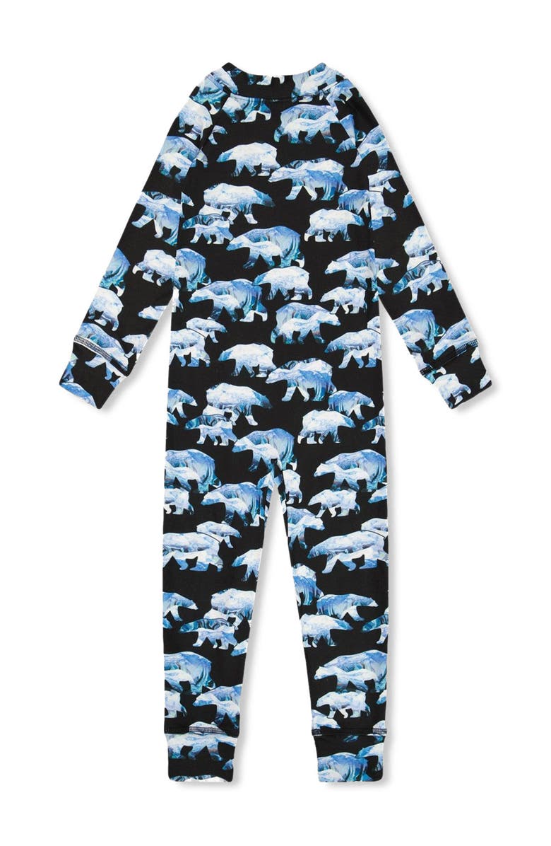 Deux par Deux Baby Boy's One Piece Thermal Underwear Black Printed Polar Bears, Alternate, color, 