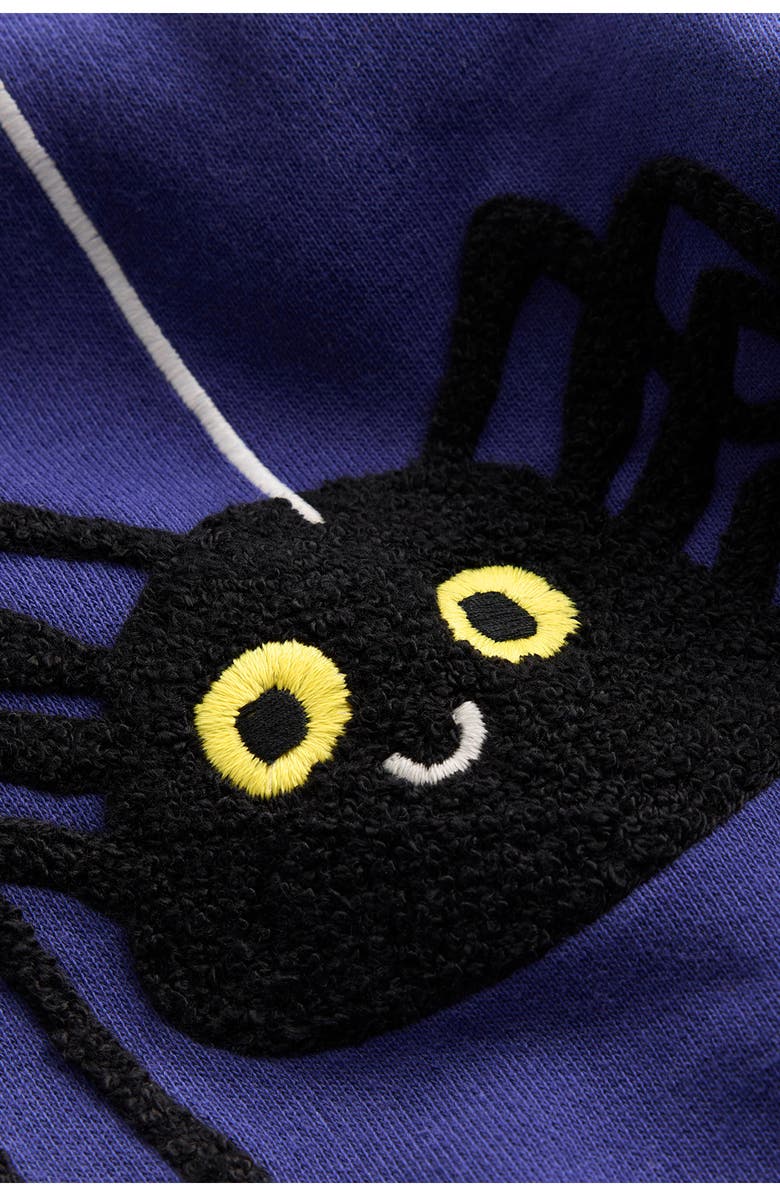 Mini Boden Kids' Halloween Spider Appliqué Cotton Graphic Sweatshirt, Alternate, color, 