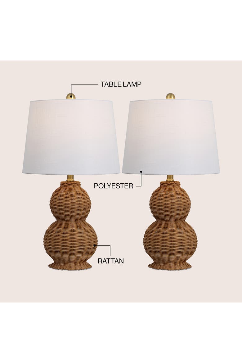 Millie 23" Modern Coastal Woven Rattan Gourd LED Table Lamp, Alternate, color, Dark Brown