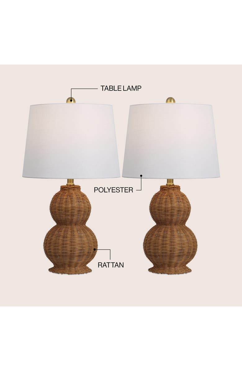 JONATHAN Y Millie 23" Modern Coastal Woven Rattan Gourd LED Table Lamp, Alternate, color, Dark Brown