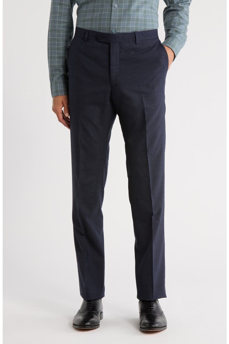 Bedford Flat Front Wool Blend Pants, Main, color, NAVY