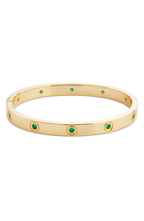 Verona 14k Gold Plated Emerald Cubic Zirconia Bangle