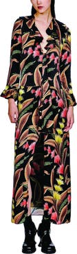 Anna Sui Feather Fern Ruffle Tie Dress