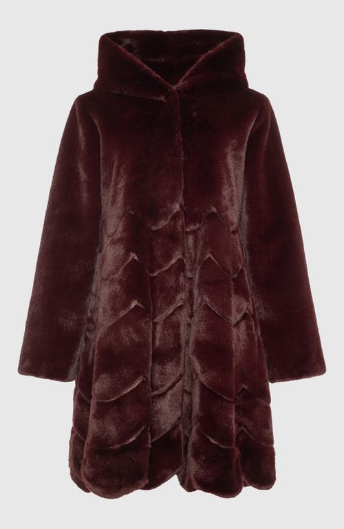 Lyla Grant Faux Fur Mink Reversible Parka Coat In Burgundy