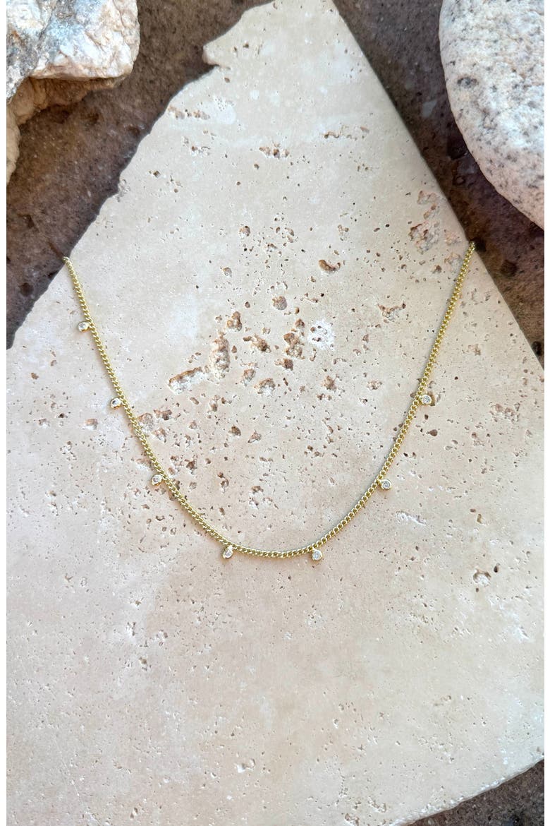 14K Gold Plated Cubic Zirconia Droplet Necklace, Alternate, color, GOLD