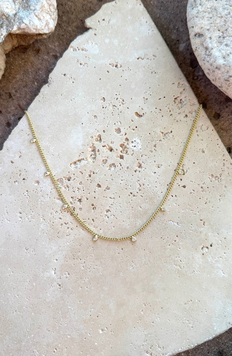 Adornia 14K Gold Plated Cubic Zirconia Droplet Necklace, Alternate, color, Gold