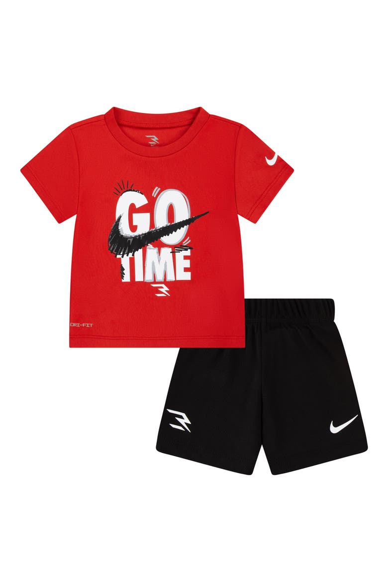 Littles Go Time Graphic T-Shirt & Shorts Set, Main, color, UNIVERSITY RED