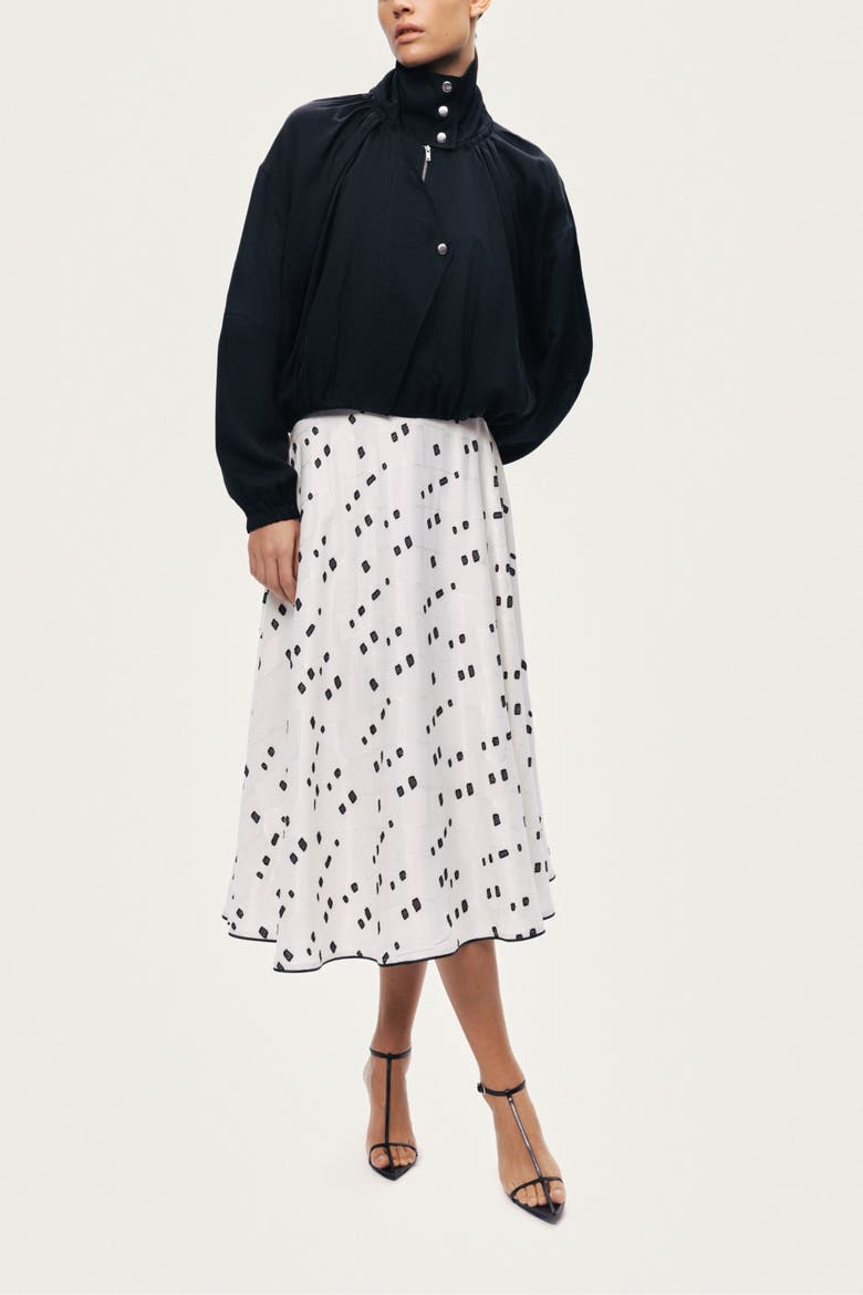 High-Neck Gathered Jacket, Alternate, color, Black