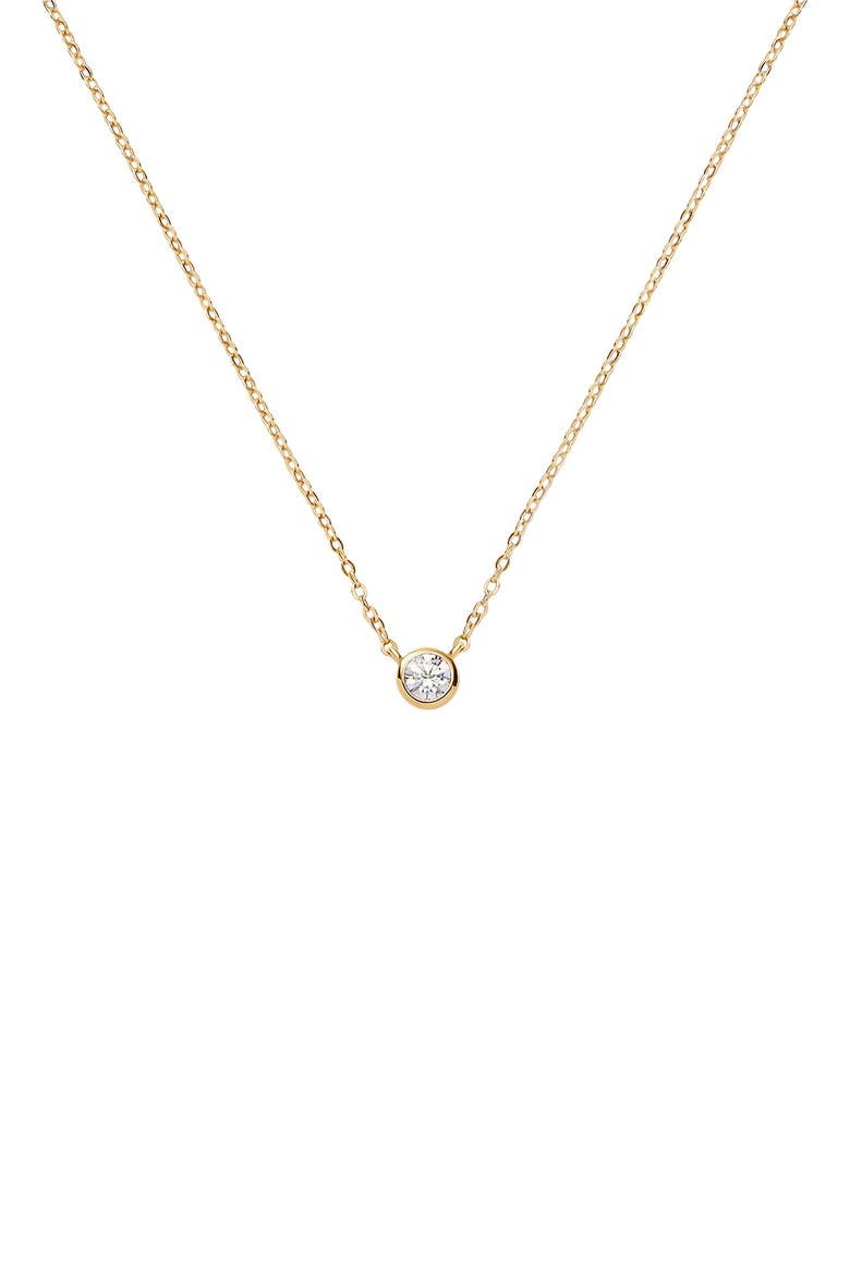 Poppy Cubic Zirconia Solitaire Necklace, Main, color, GOLD VERMEIL