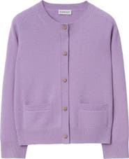 Burberry Girls' Check Patch Wool Cashmere Cardigan