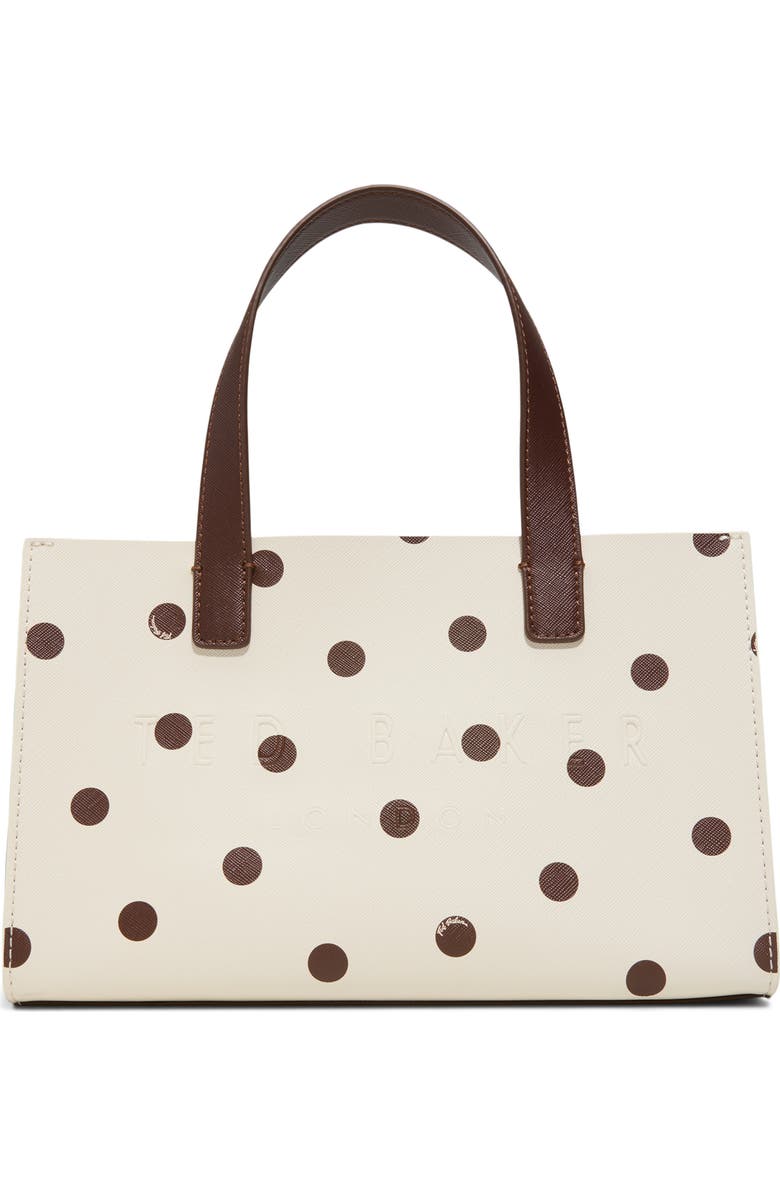 Ted Baker Suricon Mini Tote, Main, color, Dark Brown/Cream Polkadot