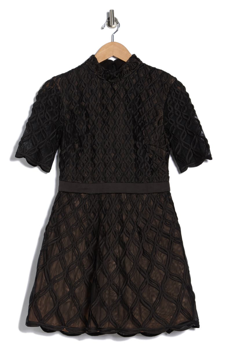 Simkhai Costina Short Sleeve Minidress, Alternate, color, Black