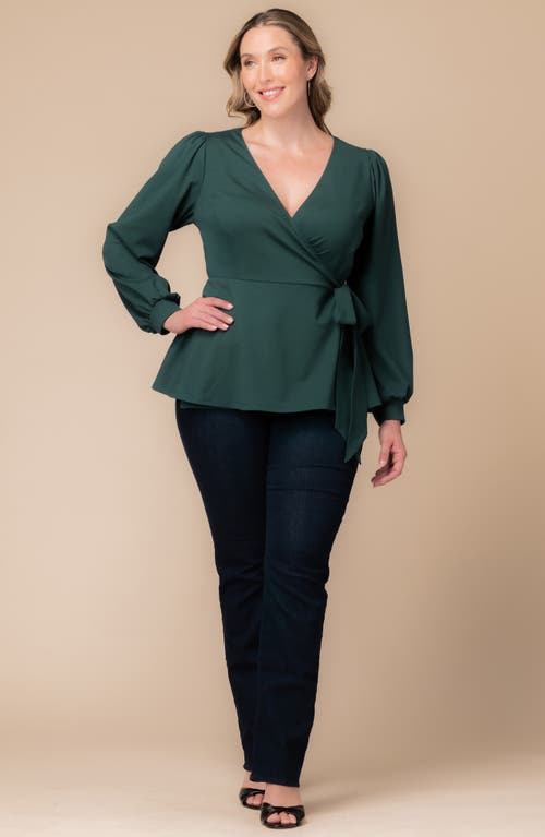 Kiyonna Natasha Print Wrap Top In Green