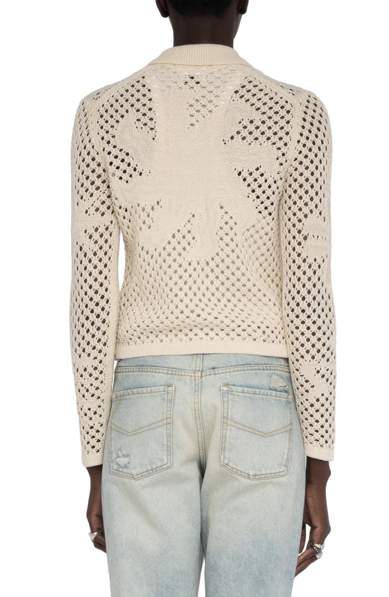 Zadig & Voltaire Voltyz Open Stitch Button Front Shirt, Alternate, color, Ecru