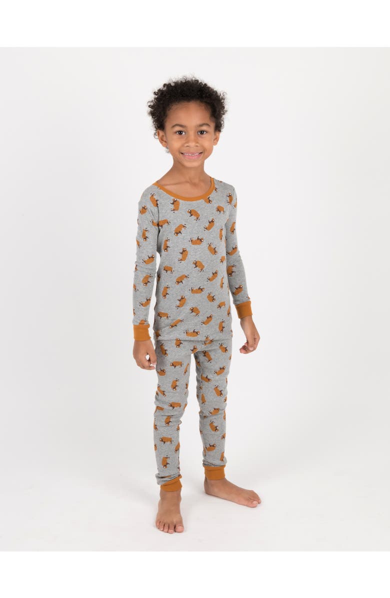 Leveret Kids Cotton Two-Piece Printed Pajamas, Animals & Characters, Alternate, color, Overall Bison