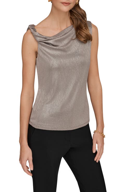 Metallic Twist One-Shoulder Top
