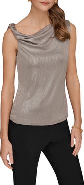 Donna Karan New York Metallic Twist One-Shoulder Top
