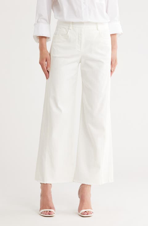 High Waist Fray Hem Wide Leg Pants