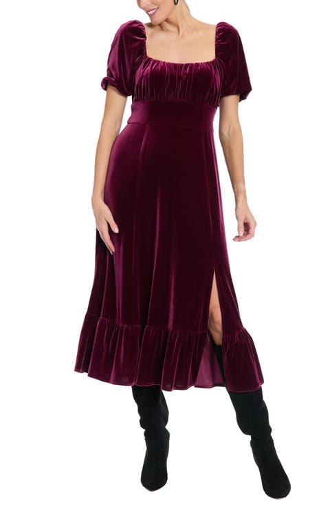 Square Neck Velvet Midi Dress
