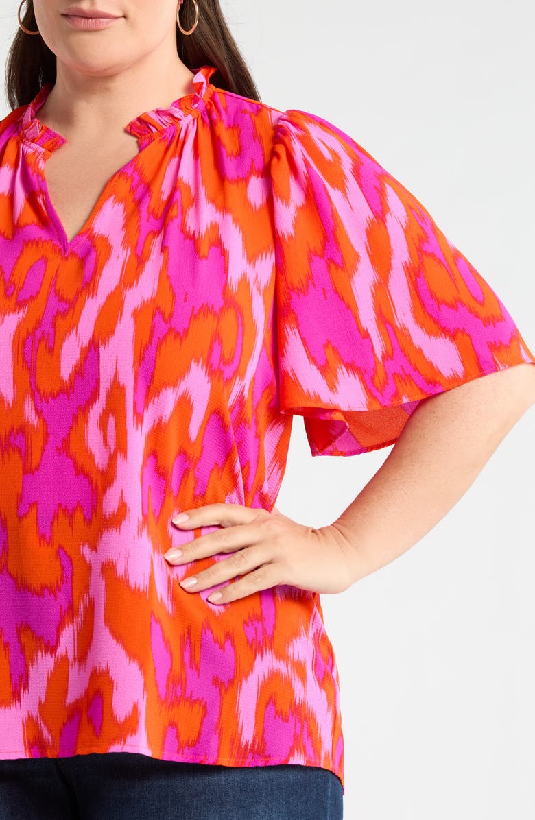 SUGARLIPS Charly Abstract Keira Ruffle Top, Alternate, color, Orange-Fuchsia