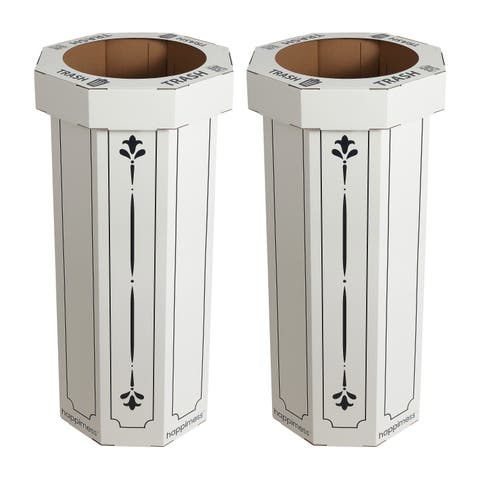 Fleur 25-Gallon Classic Disposable Corrugated Cardboard Event Trash Can and Recycling Bin (Set of 2)