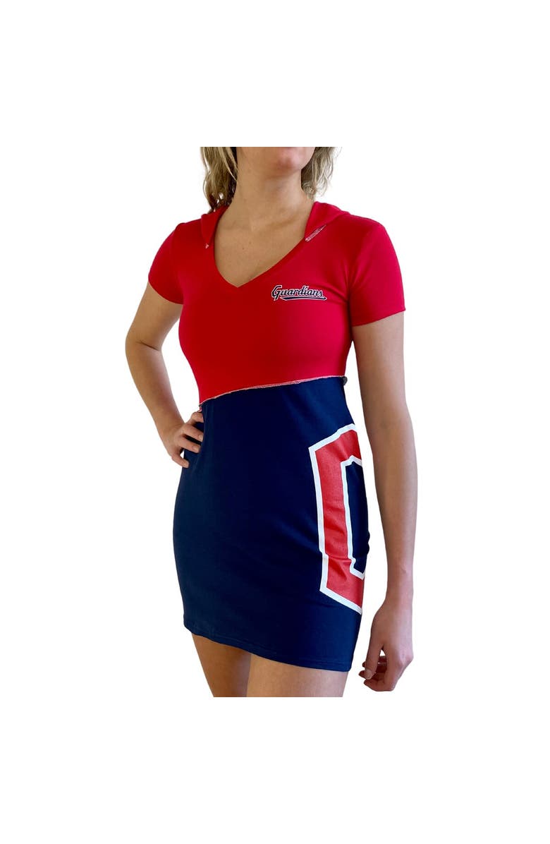 REFRIED APPAREL Women's Refried Apparel Red/Navy Cleveland Guardians Hoodie Dress, Alternate, color, 