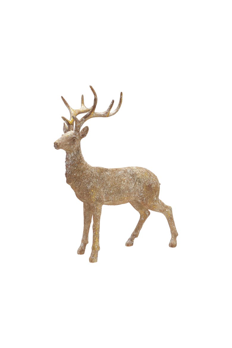 Artisan Brown Polyresin Standing Deer Figurine, Main, color, Brown