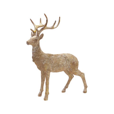 Artisan Brown Polyresin Standing Deer Figurine