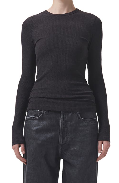 Agolde Delphi Slim Fit Ribbed T-shirt In Black