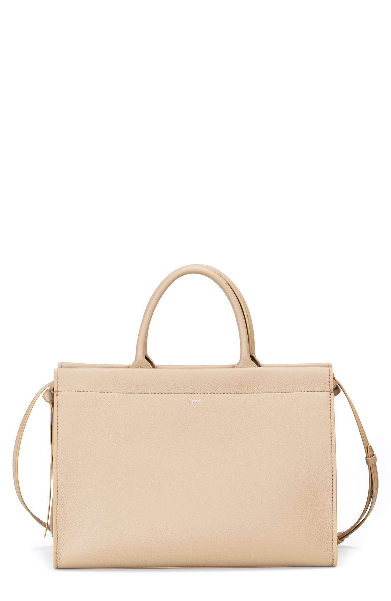 BOSS Katlin Leather Tote, Main, color, 