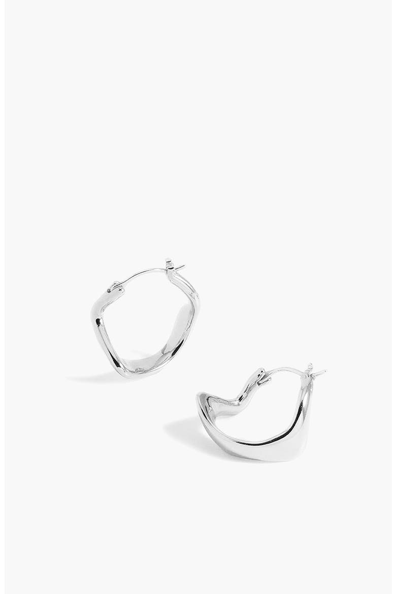 Curved Mini Hoop Earrings, Alternate, color, Silver