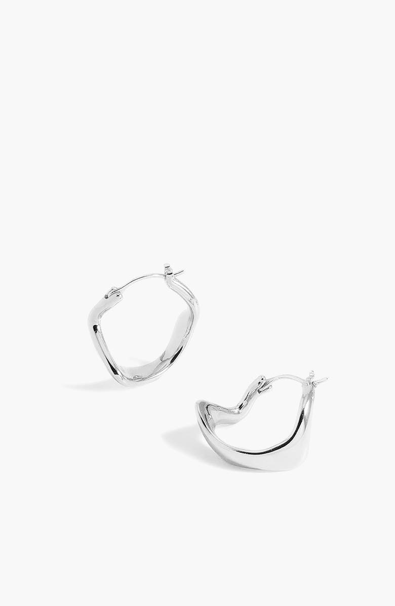 YOJ Curved Mini Hoop Earrings, Alternate, color, Silver