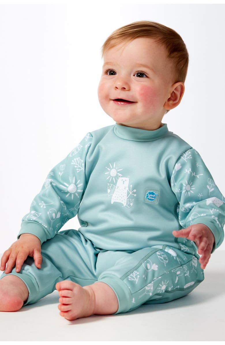 Splash About Warm in One Fleece Lined Baby Wetsuit, Alternate, color, Sunny Bear