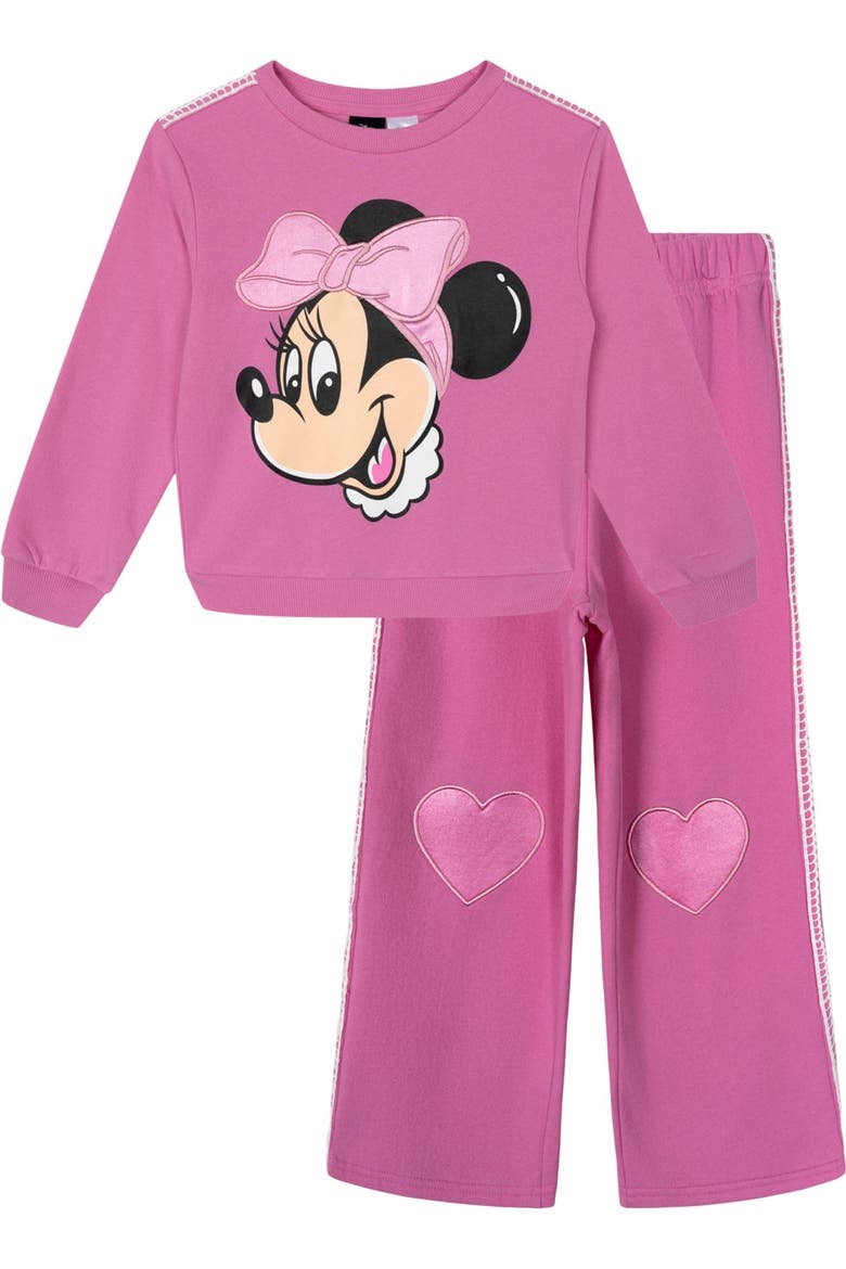 Minnie Mouse Fleece 2-Piece Sweatshirt and Pants Set, Main, color, Bright Pink Minnie