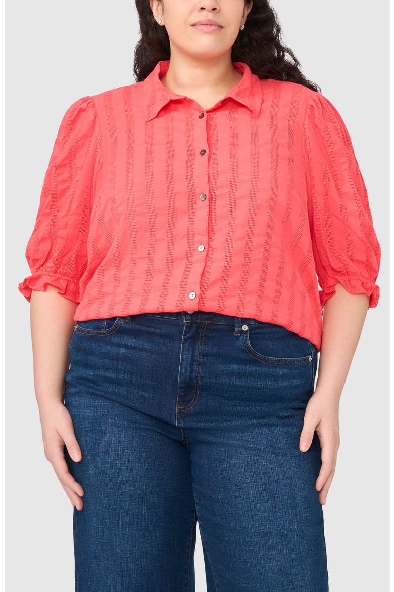 Puff Sleeve Cotton Top, Main, color, CALYPSO CORAL