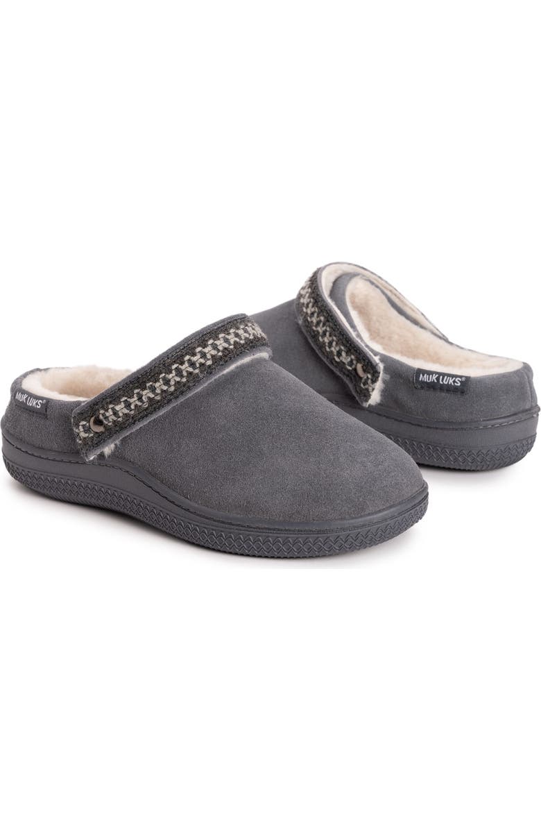 MUK LUKS Quianna Luna Genuine Suede Clog Slipper, Alternate, color, Charcoal