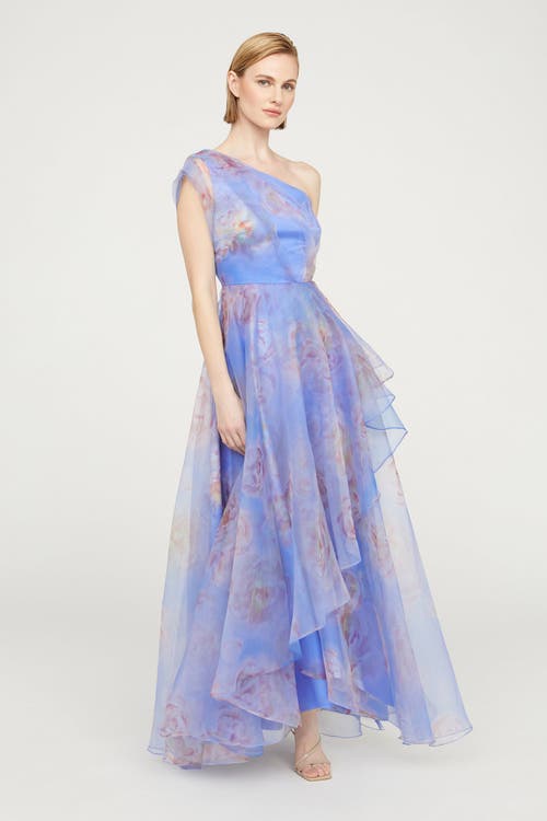 Theia Augusta One Shoulder Gown In Blue