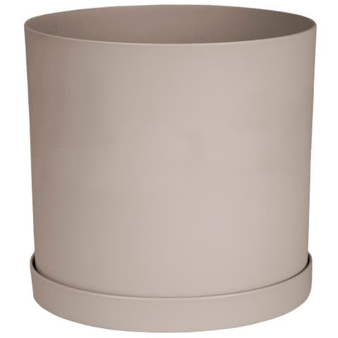 Mathers Planter with Saucer Tray 10 Inch, Pebble Stone Beige