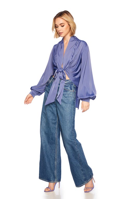 Susana Monaco Tie Hem Matte Satin Top In Mediterranean