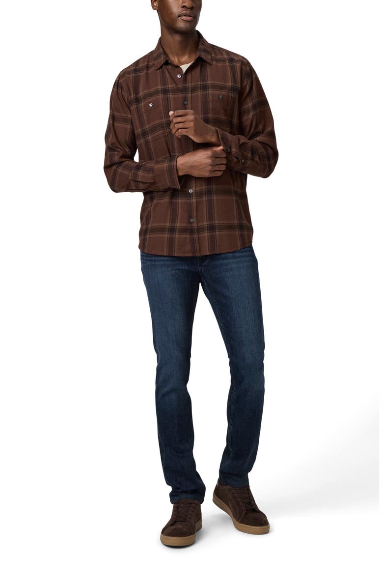 Everett Plaid Flannel Button-Up Shirt, Alternate, color, WEATHERED BRICK