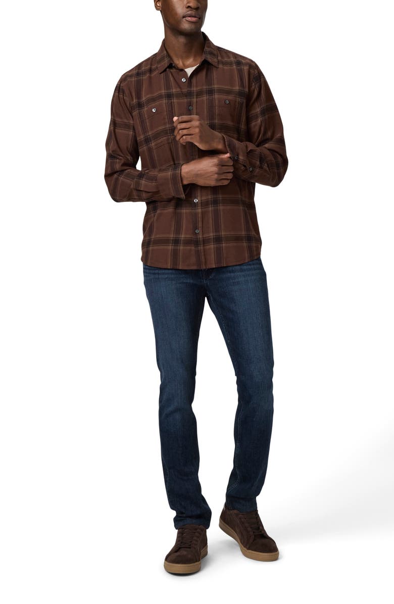 PAIGE Everett Plaid Flannel Button-Up Shirt, Alternate, color, Weathered Brick